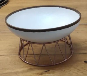 קערה בופה מלמין קוטר 31.2 ס"מ קרם עם שפה חומה