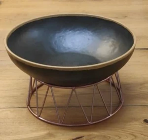 קערה מלמין 34 ס"מ גובה 10 ס"מ שחור עם שפה חומה