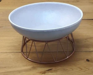 קערה מלמין 34 ס"מ גובה 10 ס"מ אפור עם שפה לבנה