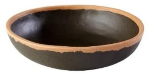 צלחת עמוקה (קערה) לתוספות/סלט 25 ס"מ גובה 6 ס"מ שחור עם פס חום