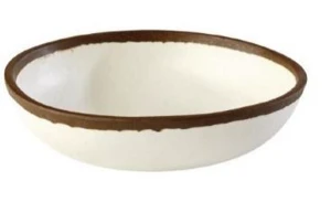 צלחת עמוקה (קערה) לתוספות/סלט 25 ס"מ גובה 6 ס"מ קרם פס חום