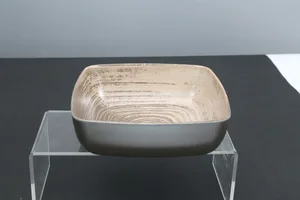 קערה מלמין מרובעת 16.5 ס"מ גובה 5 ס"מ ספירל צהוב דגם מעיין