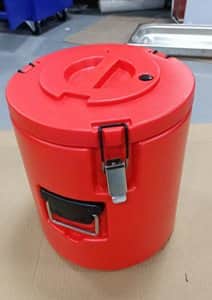 מיכל מבודד אדום נירוסטה 16 ליטר פנימי עגול 285 מ"מ גובה 395 מ"מ ללא ברז